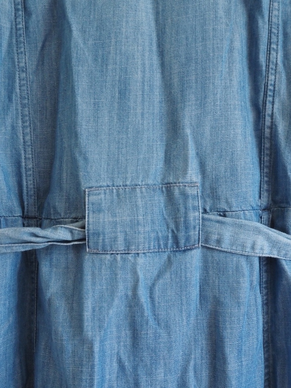 Lands' End Blue Lyocell Denim Short Sleeve Work Dress Tie Front Pockets Size S - Picture 7 of 9